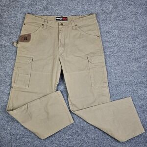Wrangler Biggs Workwear Cargo Pants Tan Cotton Men's‎ 40x30 Utility Work Pants